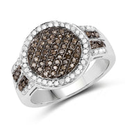 Bids.com 0.44 Carat Genuine Champagne Diamond and White Diamond .925 Sterling Silver Ring Rings