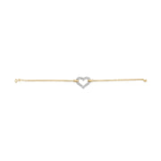 Bids.com 10K Two Tone Gold 1/4 Cttw Diamond Encrusted Heart Charm 7" Bracelet (H-I Color, I1-I2 Clarity) Bracelets
