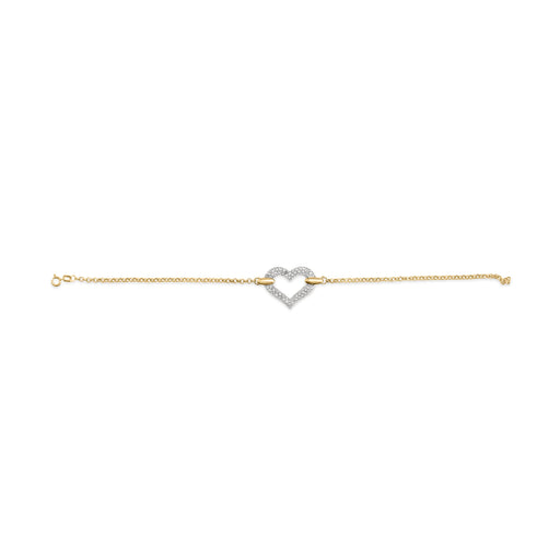 Bids.com 10K Two Tone Gold 1/4 Cttw Diamond Encrusted Heart Charm 7" Bracelet (H-I Color, I1-I2 Clarity) Bracelets