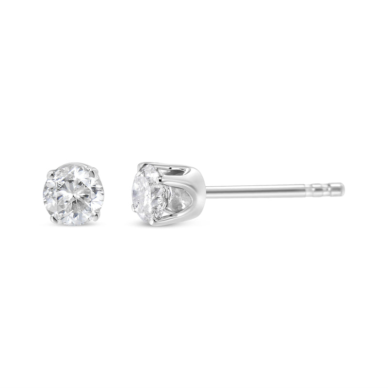 Bids.com AGS Certified 14K White Gold 1.0 cttw 4-Prong Set Brilliant Round-Cut Solitaire Diamond Push Back Stud Earrings (G-H Color, I1-I2 Clarity) Earrings