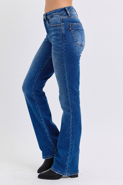 Full Size Mid-Rise Bootcut Jeans with Pockets