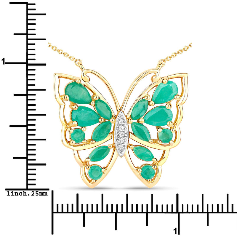 Bids.com 2.60 Carat Genuine Emerald and White Zircon .925 Sterling Silver Necklace Necklaces