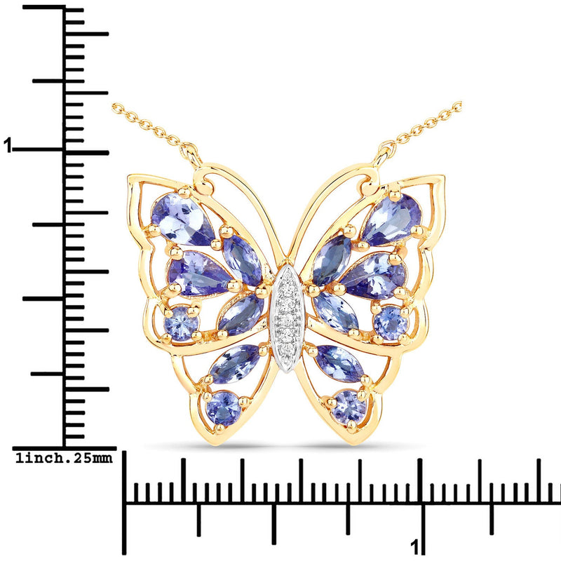 Bids.com 2.76 Carat Genuine Tanzanite and White Zircon .925 Sterling Silver Necklace Necklaces