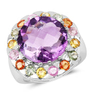 Bids.com 10.16 Carat Genuine Multi Stone .925 Sterling Silver Ring Rings