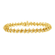 Bids.com 10KT Yellow Gold Plated .925 Sterling Silver 1 cttw Prong-Set Diamond Link Bracelet (J-K, I1-I2) - 7.5" Bracelets