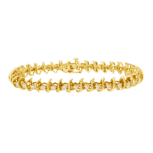 Bids.com 10KT Yellow Gold Plated .925 Sterling Silver 1 cttw Prong-Set Diamond Link Bracelet (J-K, I1-I2) - 7.5" Bracelets
