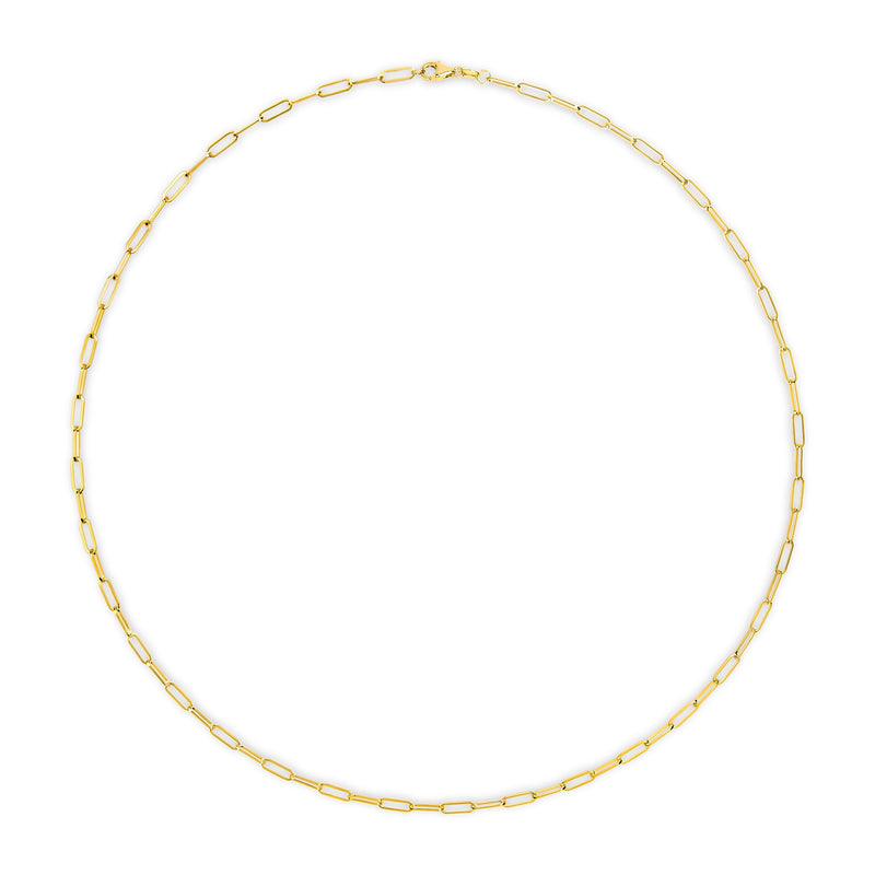 Bids.com Solid 14K Yellow Gold 2.5mm Paperclip Chain Necklace Unisex 18" Inches Necklaces