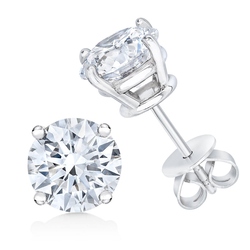 Bids.com AGS Certified 14K White Gold 1.0 Cttw 4-Prong Set Brilliant Round-Cut Solitaire Diamond Push Back Stud Earrings (H-I Color, SI2-I1 Clarity) Earrings