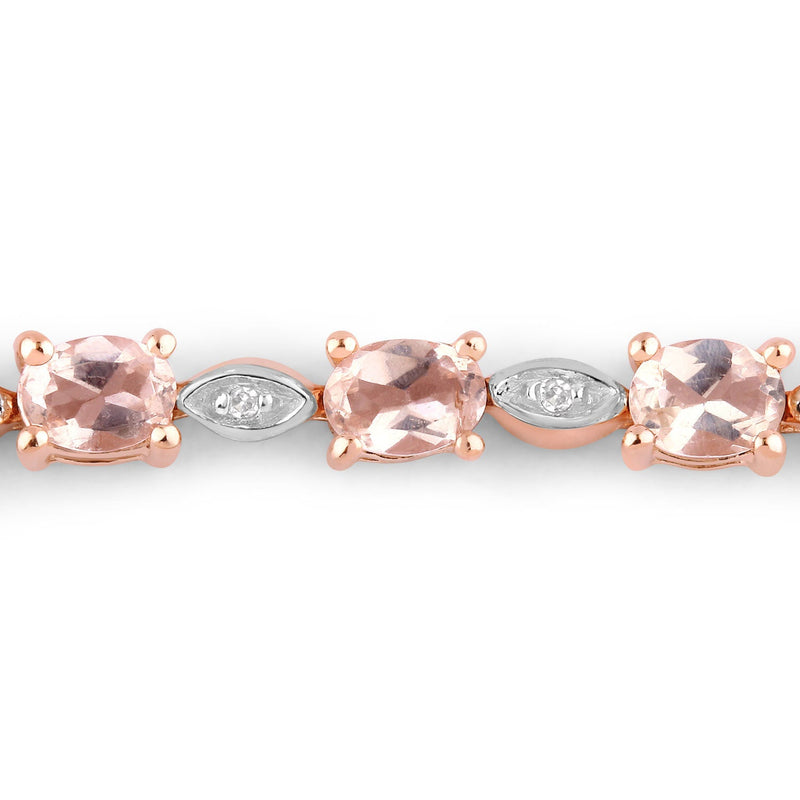 Bids.com 1.38 Carat Genuine Morganite and White Diamond .925 Sterling Silver Bracelet Bracelets