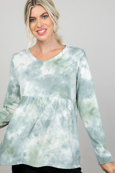 Plus Cloud Tie Dye Babydoll Top