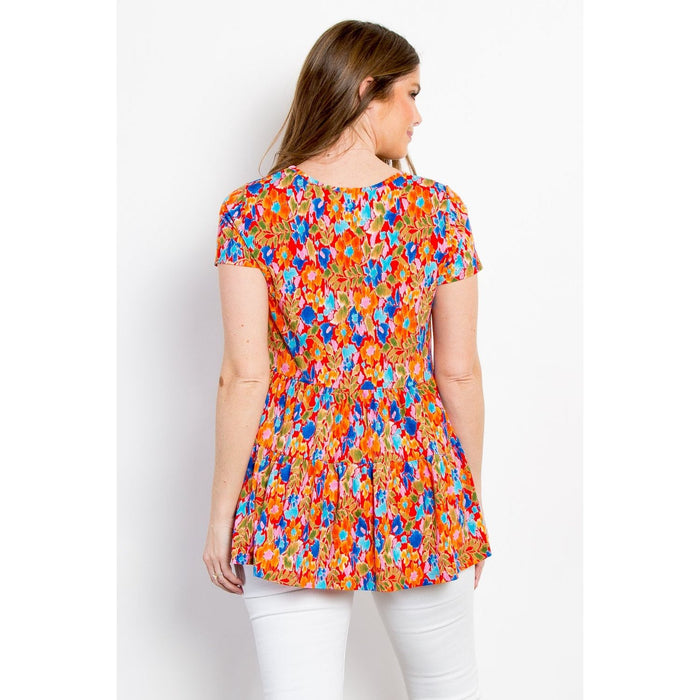 Floral Short Sleeve Babydoll Top