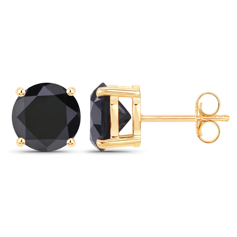 Bids.com 4.91 Carat Genuine Black Diamond 14K Yellow Gold Earrings Earrings