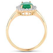 Bids.com 1.39 Carat Genuine Zambian Emerald and White Diamond 10K Yellow Gold Ring Rings