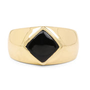 Bids.com 14K Yellow Gold Plated 2.00 Carat Genuine Black Onyx .925 Sterling Silver Ring Rings
