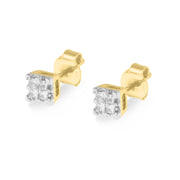 Bids.com 10k Yellow Gold Princess Diamond Quad Stud Earrings (1/4 cttw, J-K Color, I2-I3 Clarity) Earrings