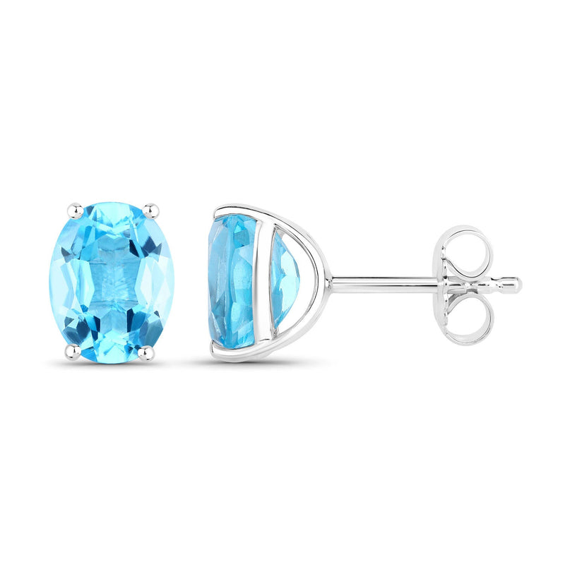 Bids.com 4.00 Carat Genuine Swiss Blue Topaz .925 Sterling Silver Earrings Earrings