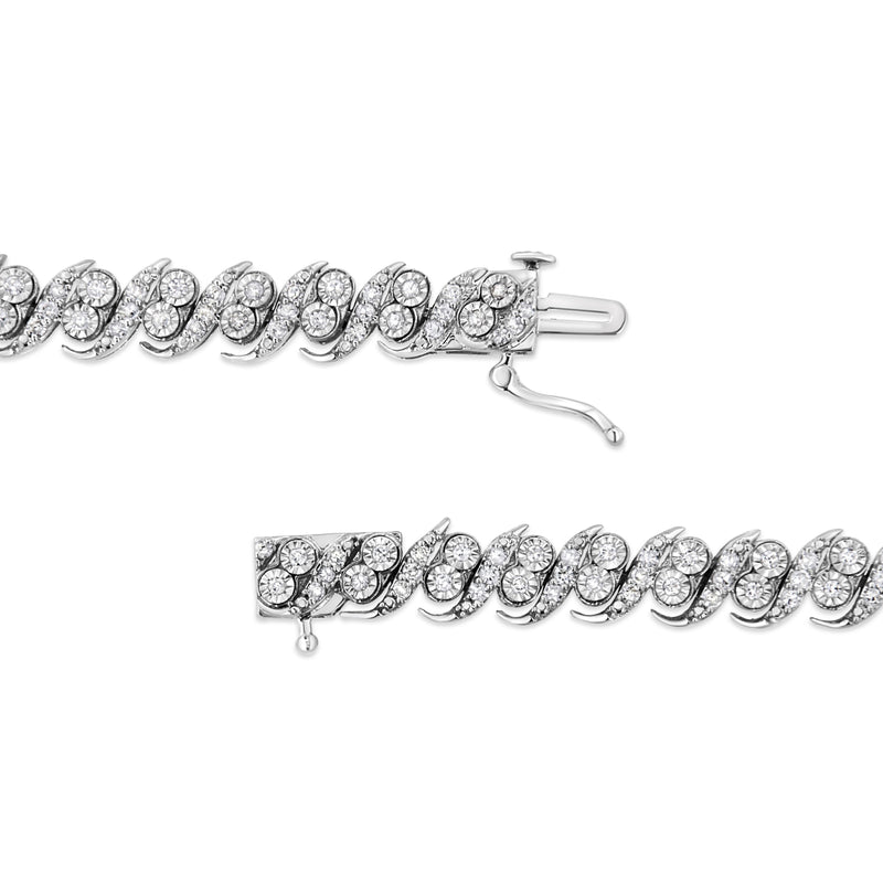 Bids.com .925 Sterling Silver 2.0 Cttw Round-Cut Diamond "S" Link Bracelet (I-J Color, I3 Clarity) - 7.25" Bracelets