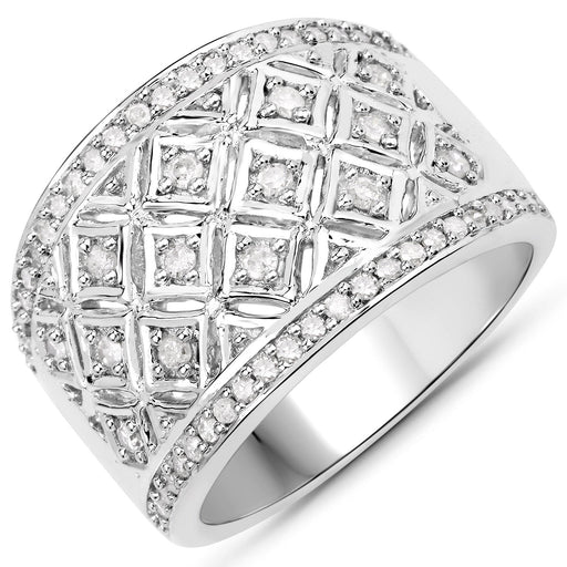 Bids.com 0.52 Carat Genuine White Diamond .925 Sterling Silver Ring Rings