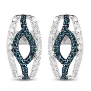 Bids.com 0.42 Carat Genuine Blue Diamond & White Diamond .925 Sterling Silver Earrings Earrings