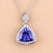 Bids.com 1.71 Carat Genuine Tanzanite and White Diamond 14K White Gold Pendant Pendants