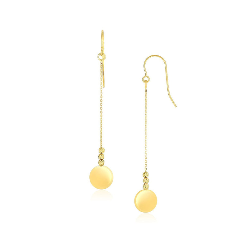 Bids.com 14k Yellow Gold Bead and Shiny Disc Drop Earrings Earrings