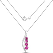 Bids.com 0.43 Carat Genuine Ruby and White Diamond 14K White Gold Pendant Pendants