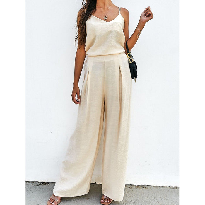 Spaghetti Strap Cami and Wide Leg Pants Set