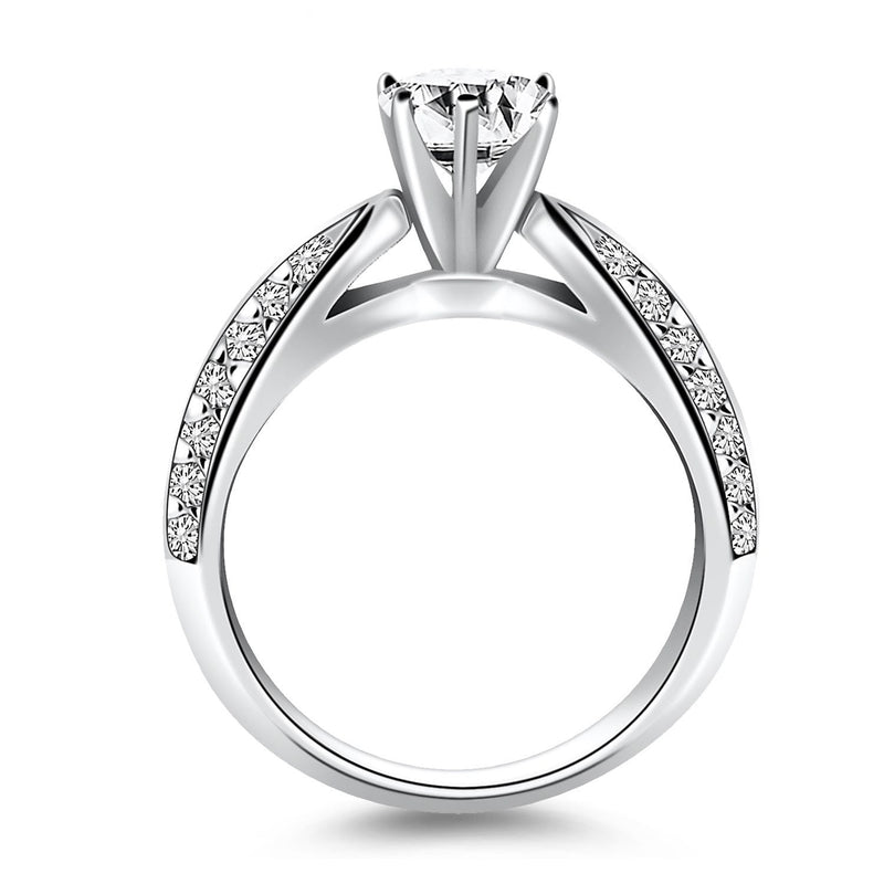 Bids.com 14k White Gold Cathedral Double Row Pave Diamond Engagement Ring Rings