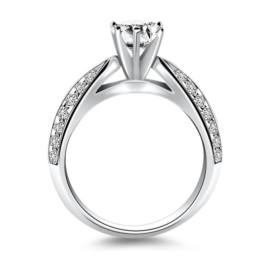 Bids.com 14k White Gold Cathedral Double Row Pave Diamond Engagement Ring Rings