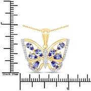 Bids.com 1.75 Carat Genuine Tanzanite and White Zircon .925 Sterling Silver Pendant Pendants