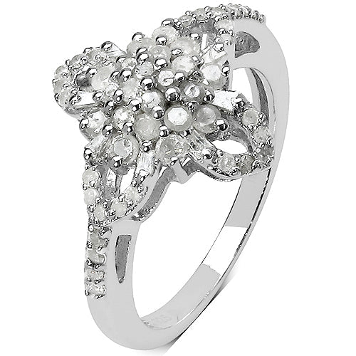 Bids.com 0.63 Carat Genuine White Diamond & Yellow Diamond .925 Sterling Silver Ring Rings