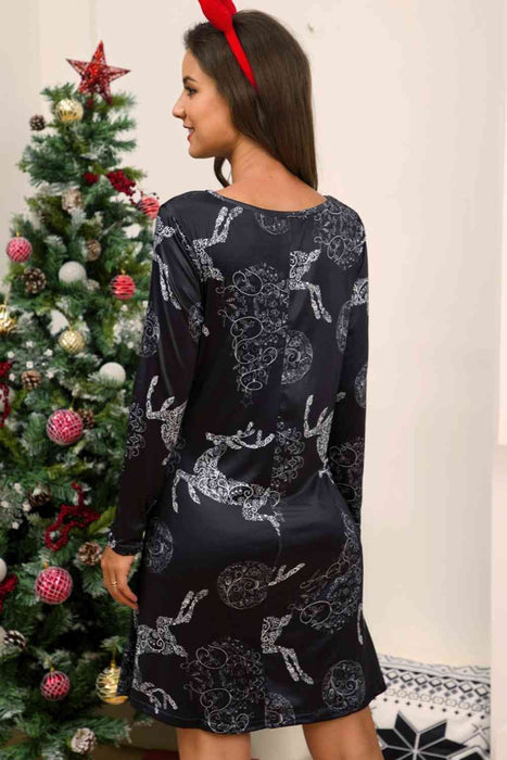 Full Size Christmas Long Sleeve Dress by VYSN