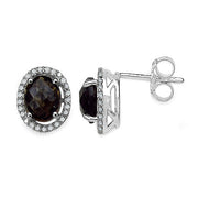 Bids.com 2.39 Carat Genuine White Diamond & Smoky Quartz .925 Sterling Silver Earrings Earrings