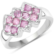 Bids.com 1.20 Carat Genuine Pink Sapphire .925 Sterling Silver Ring Rings