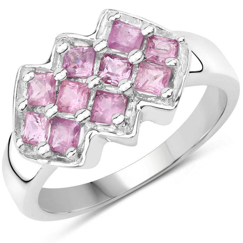 Bids.com 1.20 Carat Genuine Pink Sapphire .925 Sterling Silver Ring Rings
