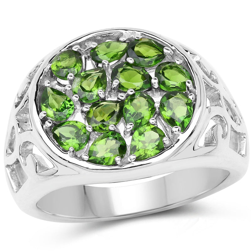 Bids.com 2.21 Carat Genuine Chrome Diopside .925 Sterling Silver Ring Rings