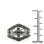 Bids.com 0.47 Carat Genuine Blue Diamond .925 Sterling Silver Ring Rings