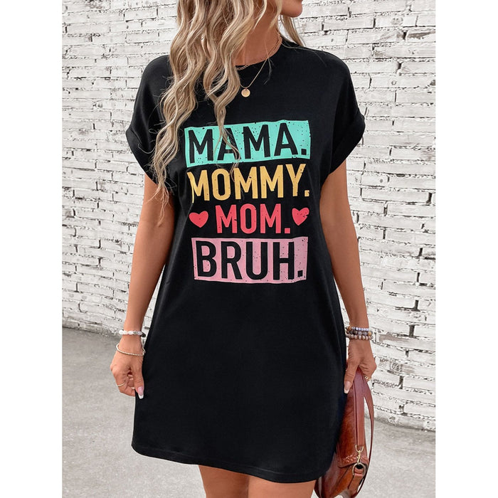 Letter Graphic Short Sleeve Mini Tee Dress