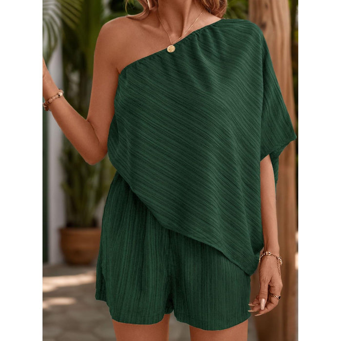 Single Shoulder Half Sleeve Romper