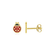 Bids.com 14K Yellow Gold Ladybug Enamel Earrings Earrings