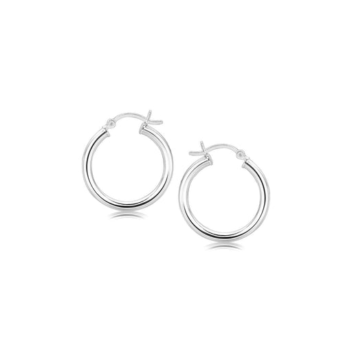 Bids.com Sterling Silver Polished Hoop Motif Earrings with Rhodium Plating (20mm) Earrings