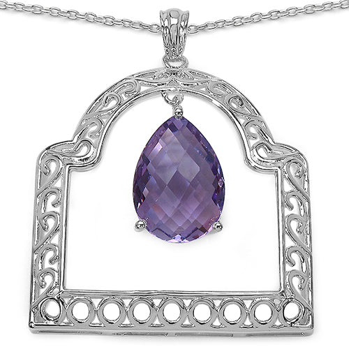 Bids.com 10.70 Carat Genuine Amethyst .925 Sterling Silver Pendant Pendants