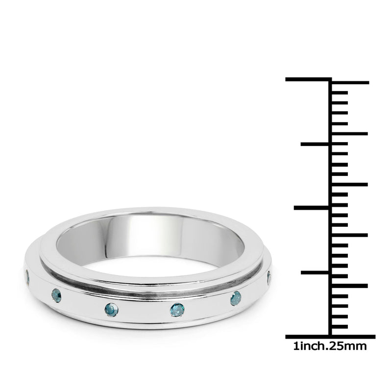 Bids.com 0.14 Carat Genuine Blue Diamond .925 Sterling Silver Ring Rings
