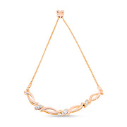Bids.com 14K Rose Gold Plated .925 Sterling Silver 1/10 Cttw Diamond Alternating Swirl link Bolo Bracelet (I-J Color, I2-I3 Clarity) - 6" to 9" Adjustable Bracelets