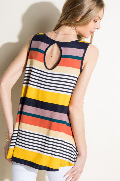 Multi Stripe Jersey Tank Top