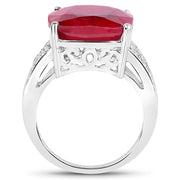 Bids.com 14.47 Carat Dyed Ruby and White Topaz .925 Sterling Silver Ring Rings
