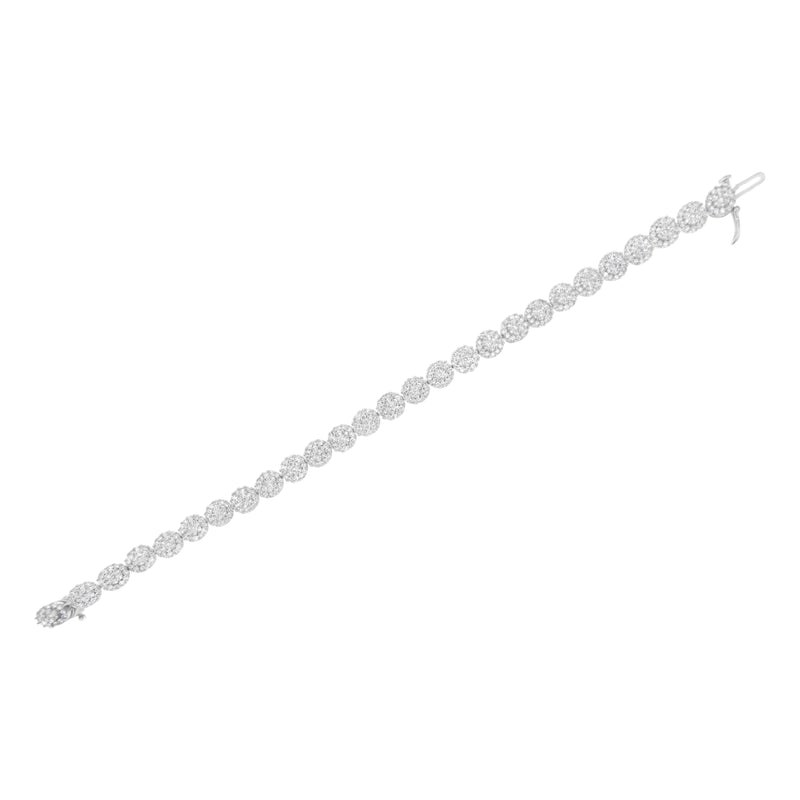 Bids.com 14K White Gold 3-3/4 Cttw Round-Brilliant Cut Diamond 7-1/4" Round Cluster Links Tennis Bracelet (I-J Color, SI2-I1 Clarity) Bracelets