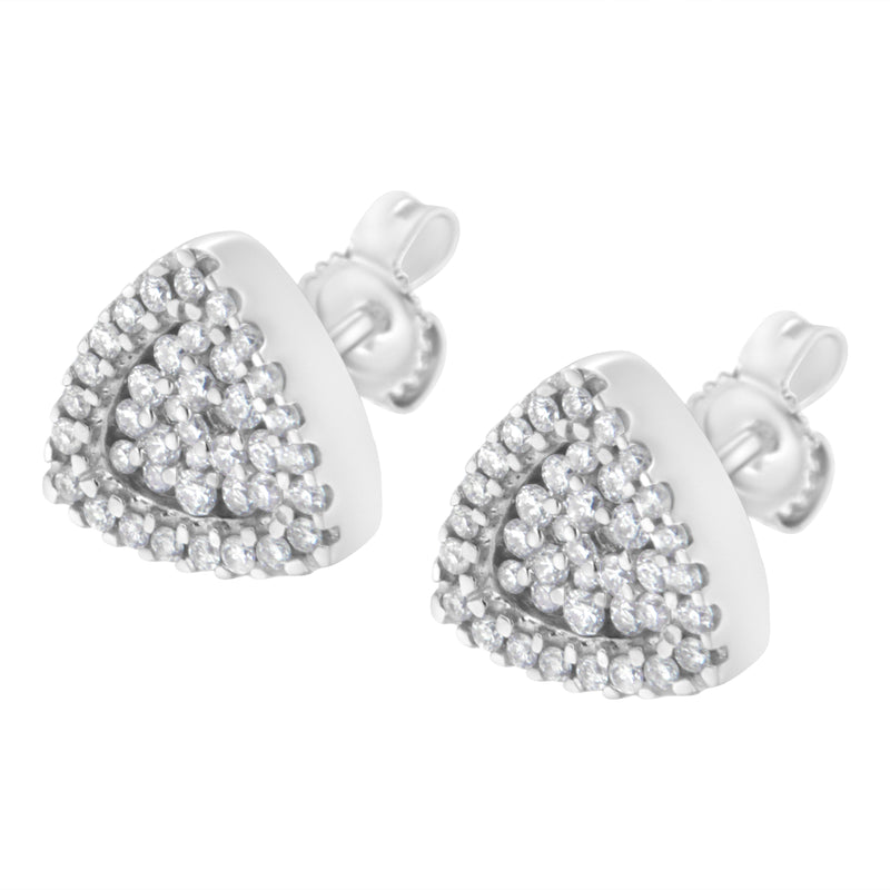 Bids.com 14K White Gold 1/2 cttw Trillion Shaped Diamond Stud Earrings (H-I Clarity, SI2-I1 Color) Earrings