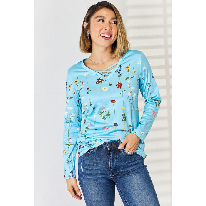 Crisscross Printed Long Sleeve T-Shirt