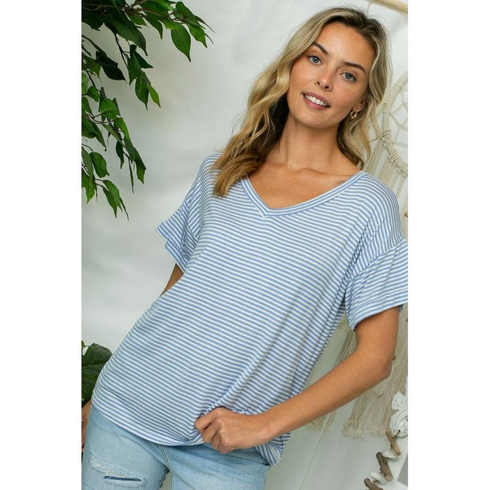 Plus Pin Stripe Boxy Top